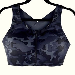 Lululemon Athletica 38D Enlite Bra Zip Front Camouflage Sports Athletic Comfort